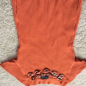 Gorgeous pumpkin colored sweater with bronze beads